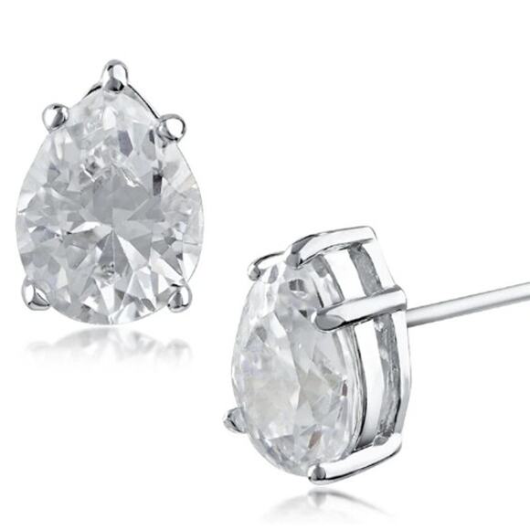 Pear Cut Cubic Zirconia studs by Kenneth Jay Lane, 2 carats each earring - Picture 1 of 4